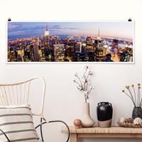 Klebefieber Panorama Poster Architektur & Skyline New York Skyline bei Nacht