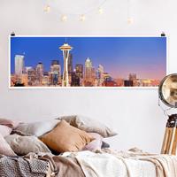 Klebefieber Panorama Poster Architektur & Skyline Nightlife Of Seattle