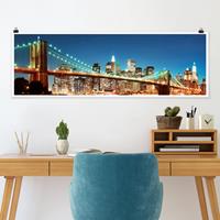 Klebefieber Panorama Poster Architektur & Skyline Nighttime Manhattan Bridge