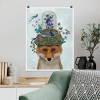 Klebefieber Poster Tiere Fuchs mit Schmetterlingshut