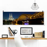 Klebefieber Panorama Poster Architektur & Skyline Köln bei Nacht