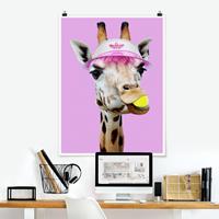 Klebefieber Poster Tiere Giraffe beim Tennis
