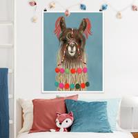 Klebefieber Poster Tiere Lama mit Schmuck I