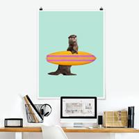 Klebefieber Poster Tiere Otter mit Surfbrett