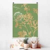 Klebefieber Poster Blumen Goldene Blätter auf Lind II