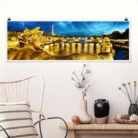 Klebefieber Panorama Poster Architektur & Skyline Goldenes Paris