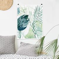 Klebefieber Poster Blumen Palmwedel in Wasserfarbe I