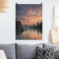 Klebefieber Poster Natur & Landschaft Sonnenaufgang über chinesischem Fluss