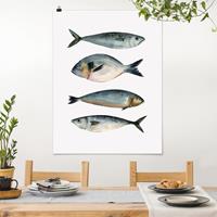 Klebefieber Poster Blumen Vier Fische in Aquarell II