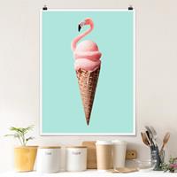 Klebefieber Poster Tiere Eis mit Flamingo