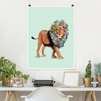Klebefieber Poster Tiere Löwe mit Sukkulenten