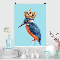 Klebefieber Poster Tiere Eisvogel mit Krone