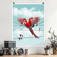Klebefieber Poster Tiere Himmel mit Vögeln