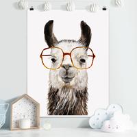 Klebefieber Poster Kinderzimmer Hippes Lama mit Brille IV