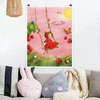 Klebefieber Poster Kinderzimmer Erdbeerinchen Erdbeerfee - Baumschaukel