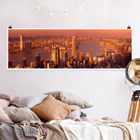 Klebefieber Panorama Poster Architektur & Skyline Hongkong Sunset