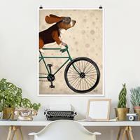 Klebefieber Poster Kinderzimmer Radtour - Basset auf Fahrrad