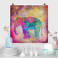 Klebefieber Poster Bunte Collage - Indischer Elefant