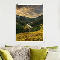 Klebefieber Poster Natur & Landschaft Reisplantagen in Vietnam