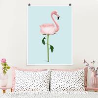 Klebefieber Poster Tiere Flamingo mit Rose