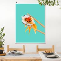 Klebefieber Poster Tiere Sushi mit Goldfisch