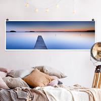 Klebefieber Panorama Poster Natur & Landschaft Flusssteg bei Sonnenuntergang