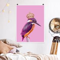 Klebefieber Poster Tiere Rosa Eisvogel mit Krone
