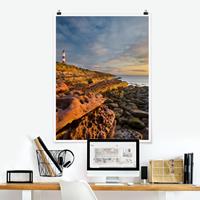 Klebefieber Poster Strand Tarbat Ness Meer & Leuchtturm bei Sonnenuntergang