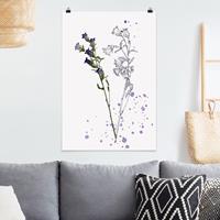 Klebefieber Poster Blumen Botanisches Aquarell - Glockenblume