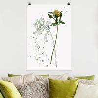 Klebefieber Poster Blumen Botanisches Aquarell - Lilie