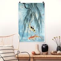 Klebefieber Poster Japanische Aquarell Zeichnung Goldfische II