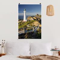 Klebefieber Poster Strand Castle Point Leuchtturm Neuseeland