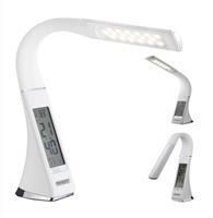 monzana LED Schreibtischlampe Tischleuchte Schreibtischleuchte Tischlampe Leselampe mit Kalender Uhr Wecker Thermometer weiß - 