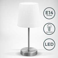 b.k.licht Tischlampe Stoff Dekoleuchte Nachttisch-Leuchte Wohnzimmerlampen E14 weiß LED - 