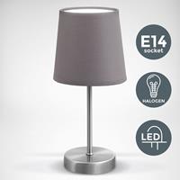 b.k.licht Tisch-Leuchte Stoff Dekolampe Nachttisch-Leuchte Wohnzimmerlampen E14 grau LED - 