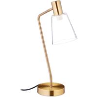relaxdays Schreibtischlampe, verstellbare Tischlampe mit Glasschirm, E27, 40 W, Büro, Eisen, HBT 52,5 x 13 x 30 cm, gold - 