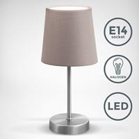 b.k.licht LED Tischleuchte Stoff Dekolampe Nachttisch-Leuchte Wohnzimmerlampen E14 taupe - 