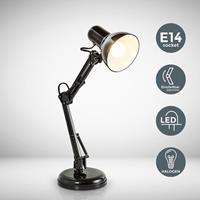 b.k.licht LED Tisch-Lampe schwarz Metall Retro Schreibtisch-Leuchte drehbar & schwenkbar - 
