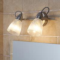 Lindby Kara - badkamer-wandlamp met groefglas en LED