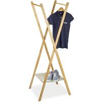 relaxdays Kleiderständer aus Bambus HBT: 155,5 x 50 x 57,5 cm Garderobenständer mit praktischer Schuhablage platzsparend klappbar als Wäscheständer