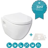 calmwaters Hänge WC Komplettset Honest mit Schallschutz & WC-Sitz mit Absenkautmatik & abnehmbar, Standardanschluss für Vorwandelement, Tiefspüler,