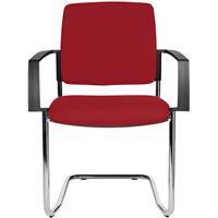 Topstar Gestoffeerde stapelstoel, sledestoel, VE = 2 stuks, frame verchroomd, textielbekleding rood