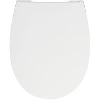 calmwaters Antibakterieller WC-Sitz mit Absenkautomatik, flach, Weiß, rostfreie Edelstahlscharniere, abnehmbar, universale O Form, stabiler