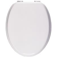 calmwaters Weißer WC Sitz mit Holzkern, Weiß, universale O-Form, Holzkern Toilettendeckel, Komfort Klodeckel, ovale Toilettenbrille Weiß, 26LP2866