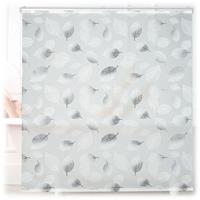 relaxdays Duschrollo, 160 x 240 cm, Blatt Muster, Seilzug, flexible Montage, Duschvorhang für Badewanne, schwarz-weiß - 