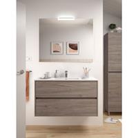 caesaroo Badezimmer Badmöbel 100 cm aus Eiche eternity Holz mit Porzellan Waschtisch | 100 cm - Standard