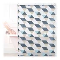 relaxdays Duschrollo, 120x240 cm, Dreieck Muster, Seilzug, flexible Montage, Duschvorhang für Badewanne u. Fenster, bunt