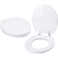msv Premium WC Sitz Toilettendeckel Klodeckel Acryl Scharniere aus Edelstahl - hochwertige und stabile Qualität - Weiß