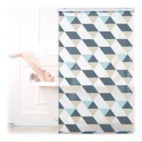 relaxdays Duschrollo, 100x240 cm, Dreieck Muster, Seilzug, flexible Montage, Duschvorhang für Badewanne u. Fenster, bunt