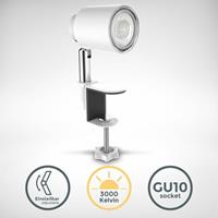 b.k.licht LED Klemmleuchte Leselampe Clip Bettlicht schwenkbar weiß GU10 Mini-Lampe 52mm - 